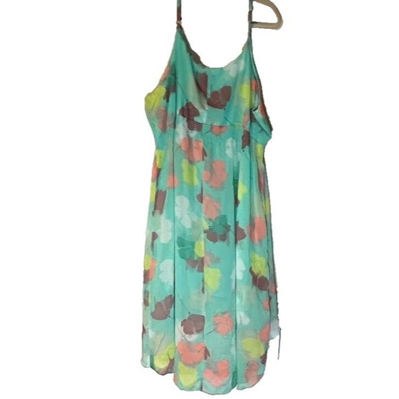 Lane Bryant Tropicalcore Beachy Turquoise/Multicolored Flowers Hi-Lo Sundress 3X - Picture 2 of 4